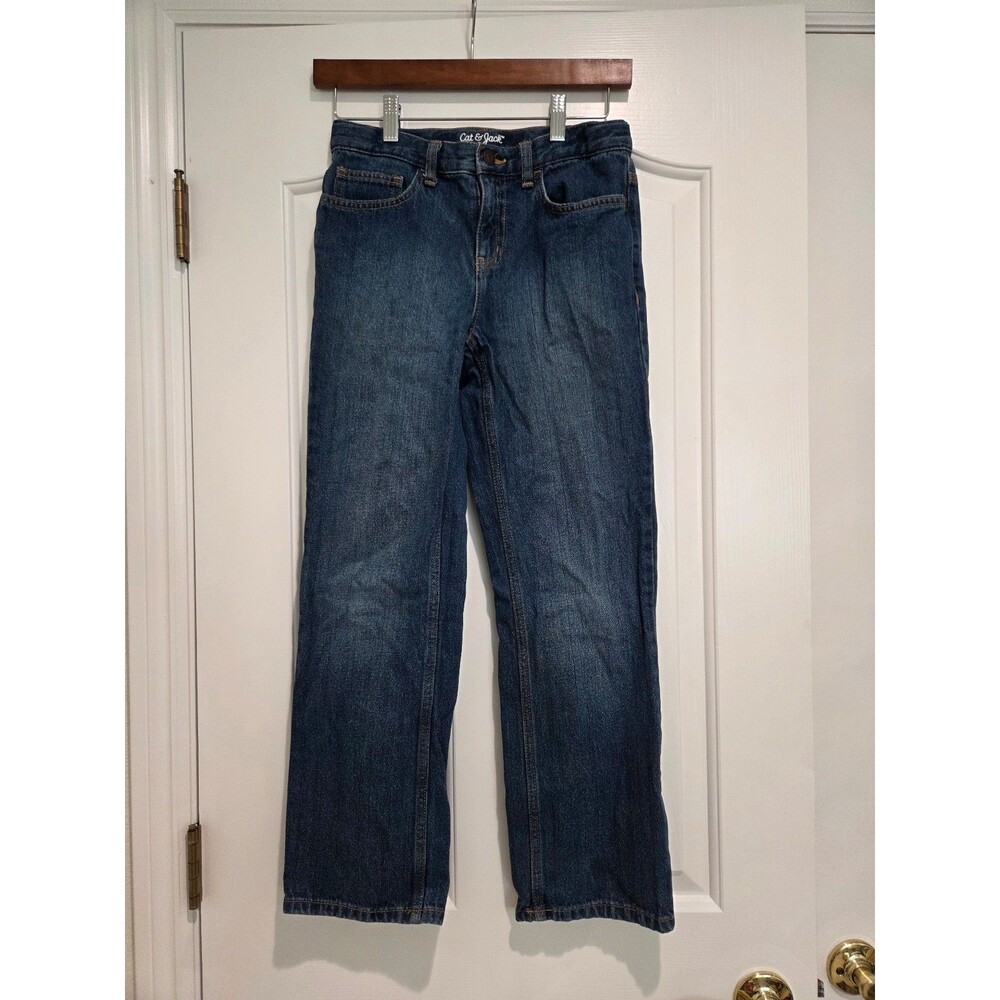 Cat & Jack Girls 12 Blue Relaxed Straight Denim Jeans Medium Wash Pockets